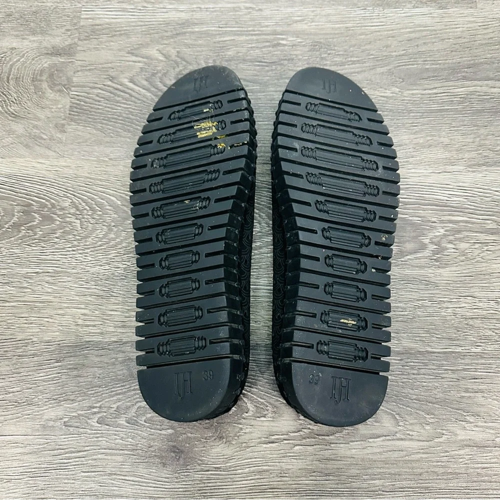 Ilse Jacobsen Black Tulip Perforated slip on Comfort Textured Sandals Size 39